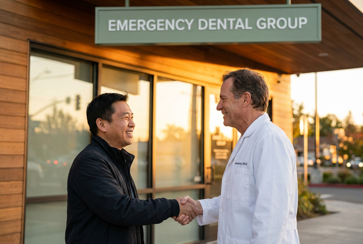 Relieved patient thanking their emergency dentist at Pro Solutions Dental Group in Prescott.
