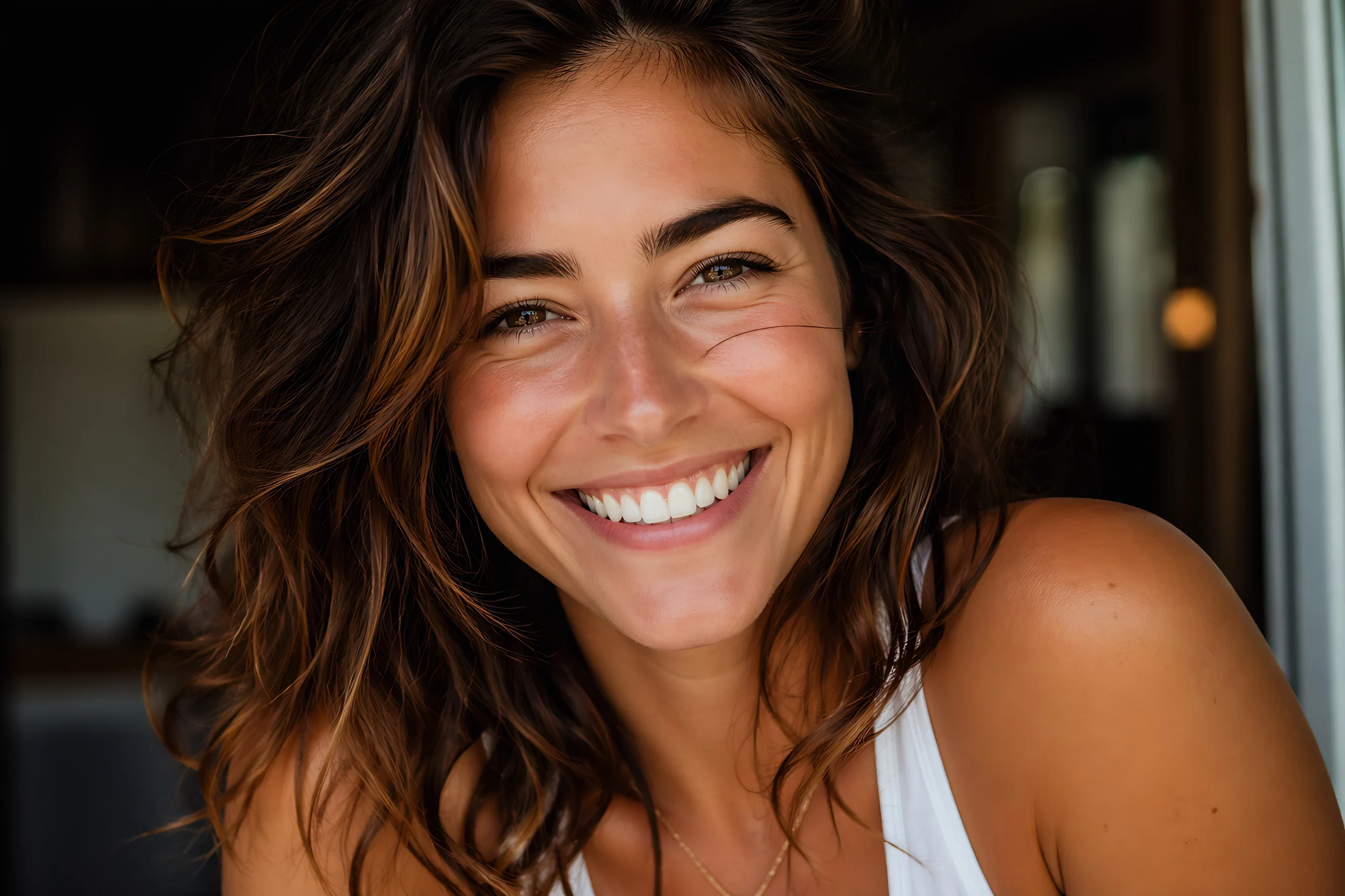 Confident woman with a radiant smile enjoying the Prescott, Arizona lifestyle after cosmetic dentistry treatment.